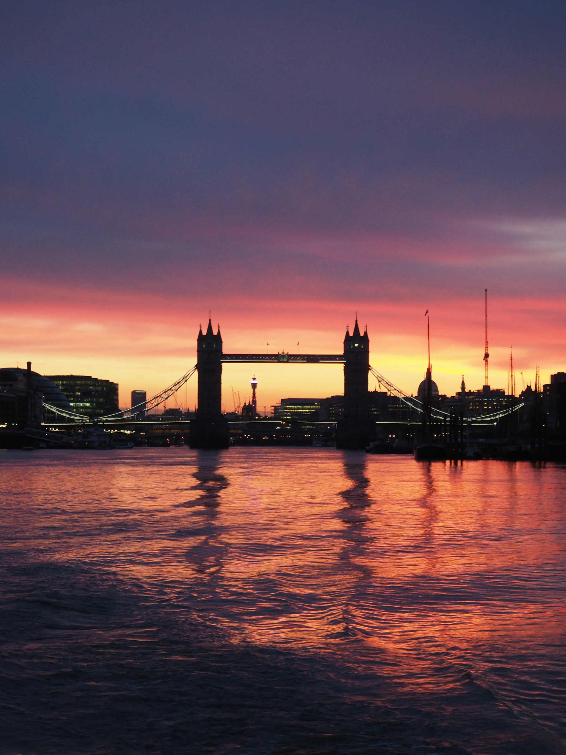 London bridge at sunset with the River Thames